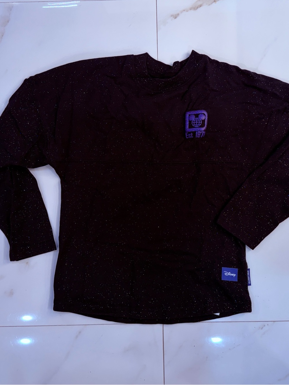 Disney Black Long Sleeve Tee with Purple Logo